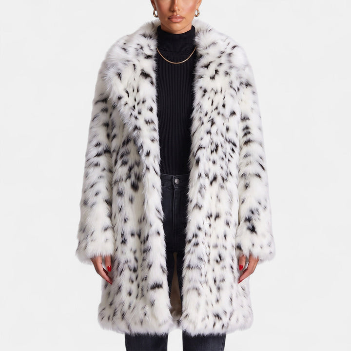 Women's Oversized Long Faux Fur Coat, Wide Notched Lapel Open Front