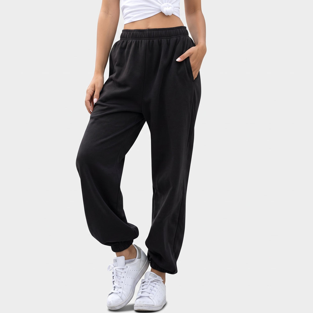 Women's Baggy Cuffed Sweatpants, Balloon Leg Ribbed Waistband