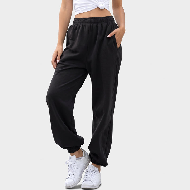 Women's Baggy Cuffed Sweatpants, Balloon Leg Ribbed Waistband