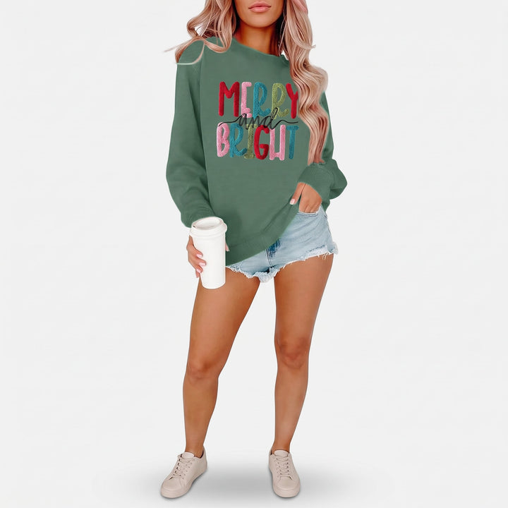 Women's Christmas Sweater, Crew Neck Relaxed Fit Long Sleeve Sweatshirt