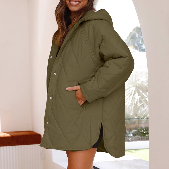 Women's Lightweight Winter Puffer Jacket, Padded Quilted Hooded
