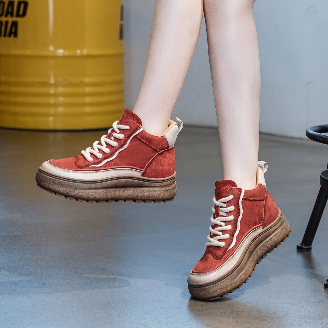 Women's Ankle Comfortable Winter Boots, Platform Lug Sole Lace