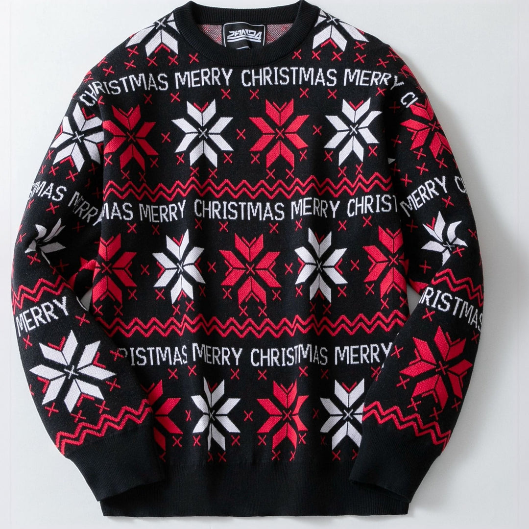 Men's Ugly Christmas Sweater, Knit Fair Isle Snowflake Pullover