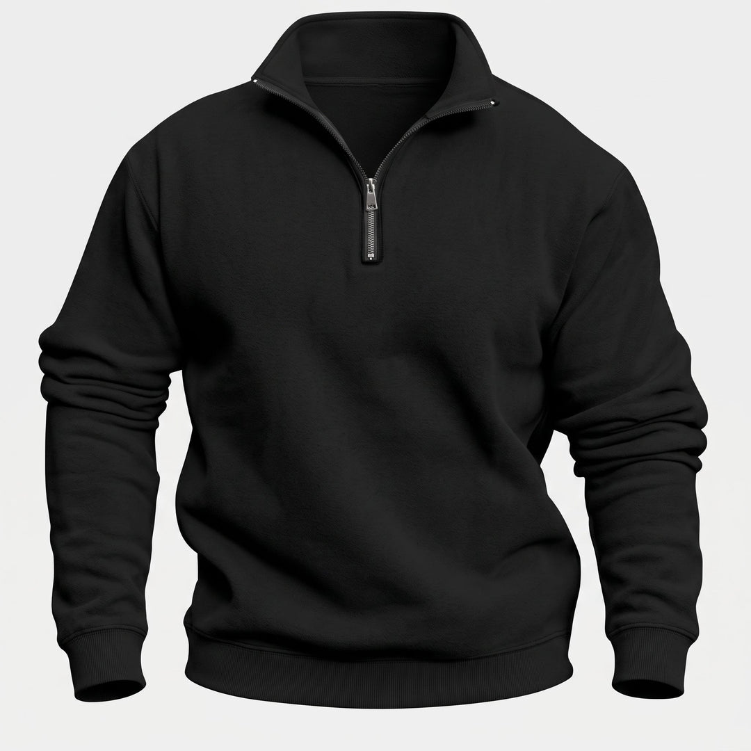 Men's Quarter Zip Sweater, Relaxed Mock Neck Pullover