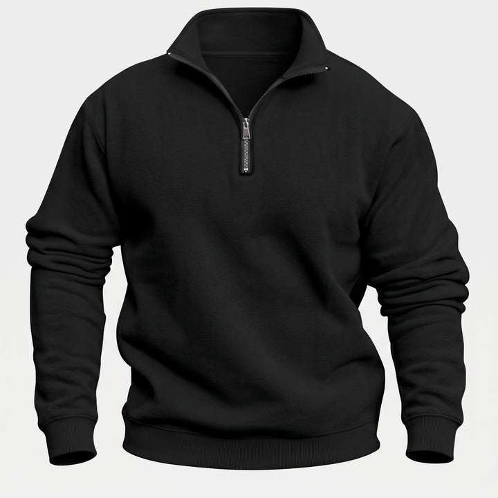 Men's Quarter Zip Sweater, Relaxed Mock Neck Pullover