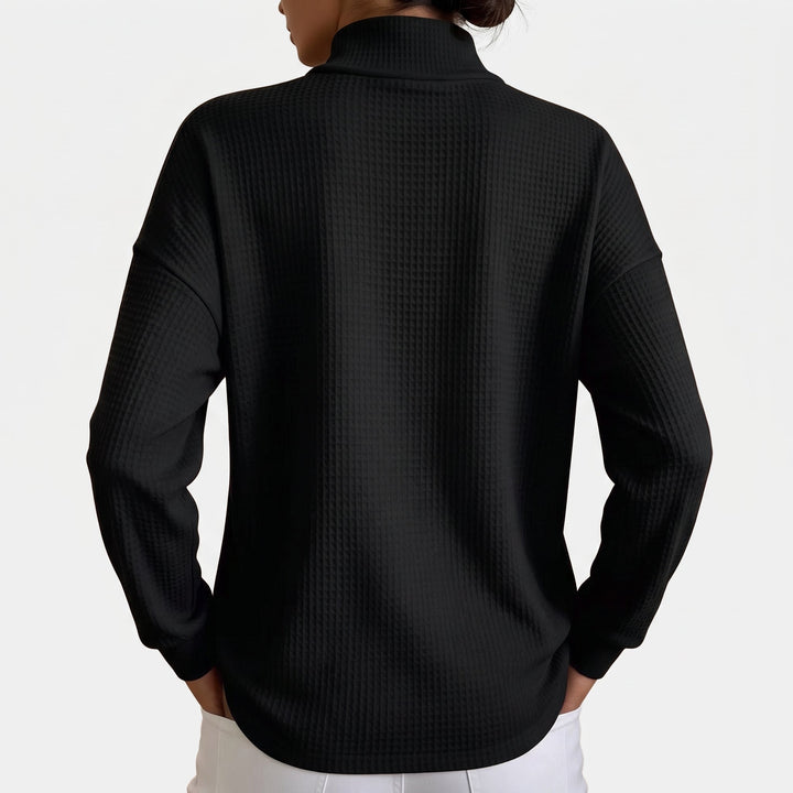 Women's Quarter Zip Sweater, Collared Waffle Knit Pullover