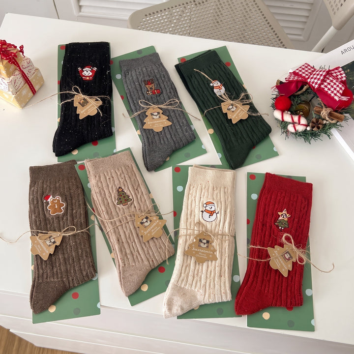 Holiday Embroidered Christmas Socks 3 Pack, Unisex Festive