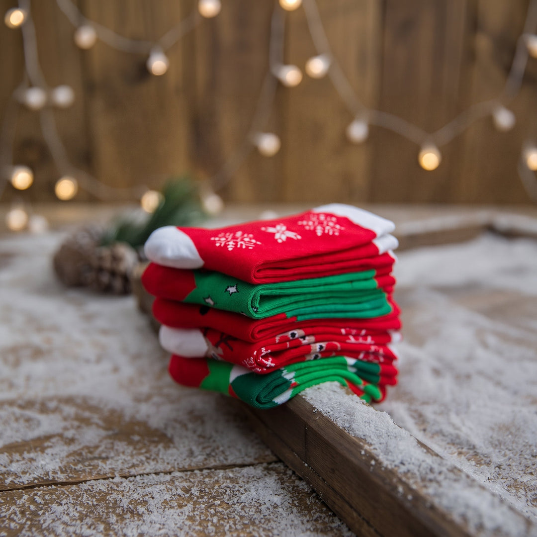 Holiday Fun Christmas Socks 5 Pack, Unisex Multicolour Festive Santa Claus