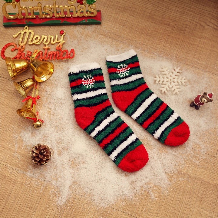Holiday Embroidered Christmas Socks 3 Pack, Unisex Festive Fuzzy