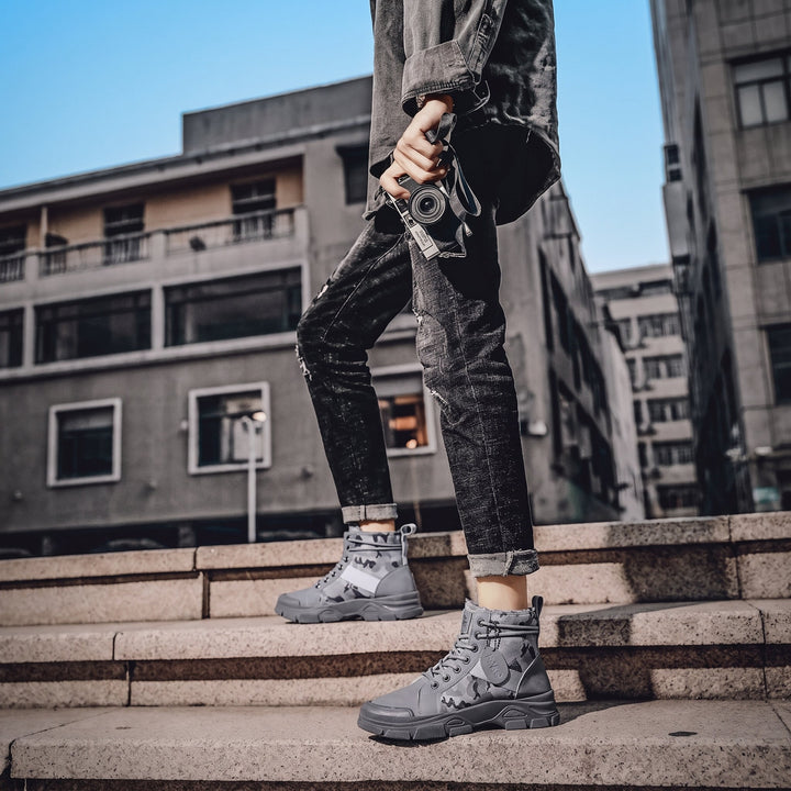 Men's Ankle Comfortable Winter Boots, Fuzzy Fur Combat Tactical