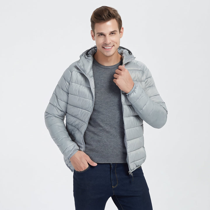 Men's Puffer Jacket, Lightweight Quilted Packable Hooded