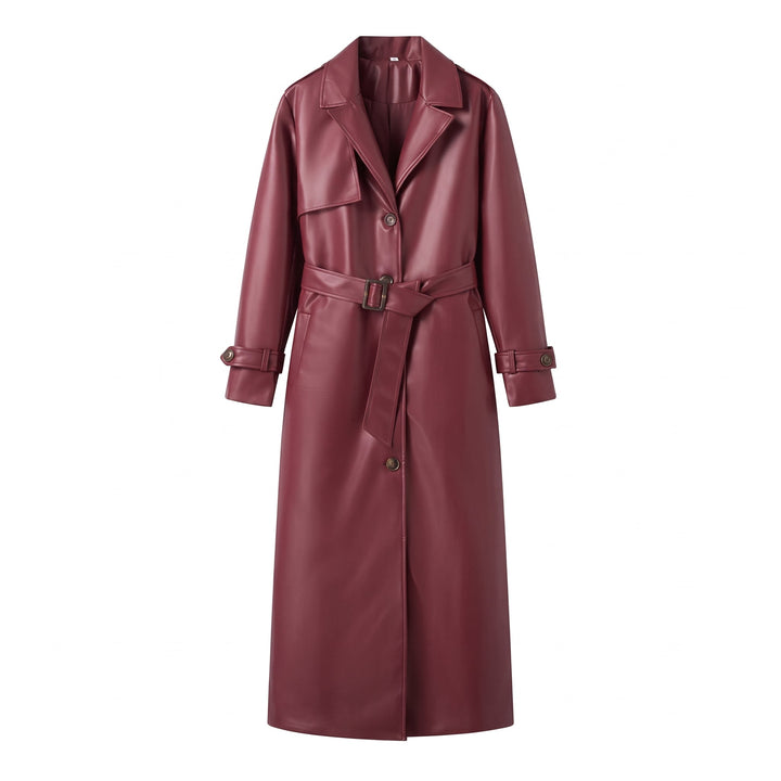 Women's Long Winter Trench Coat, Oversized Belted Notched Lapels