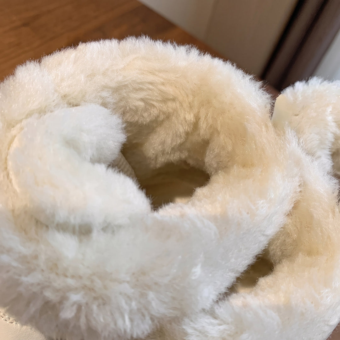 Women's Snow Comfortable Winter Boots, Lace Fur Fuzzy Ankle