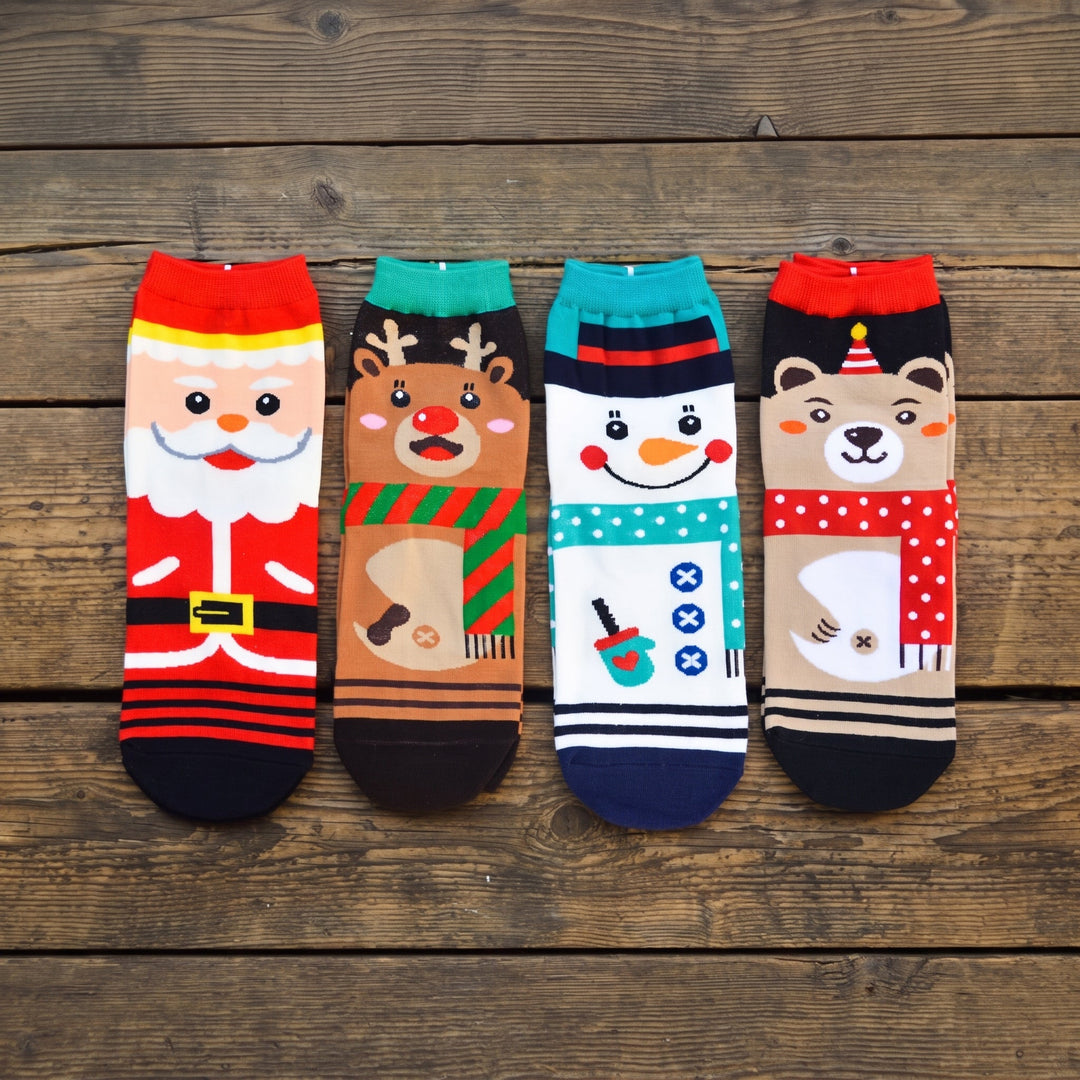 Holiday Fun Christmas Socks 3 Pack, Unisex Festive Themed Cartoon Character
