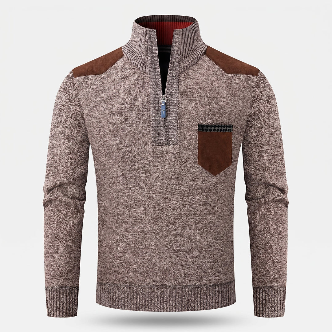 Men's Quarter Zip Sweater, Knit Mock Neck Relaxed Pullover