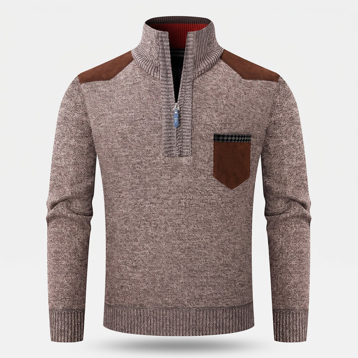 Men's Quarter Zip Sweater, Knit Mock Neck Relaxed Pullover
