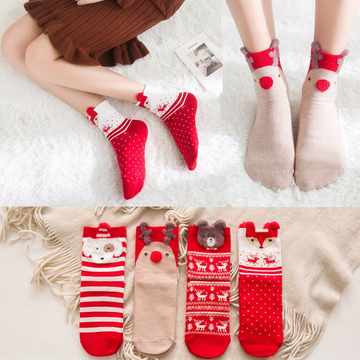 Holiday Fun Christmas Socks 4 Pack, Unisex Festive Themed