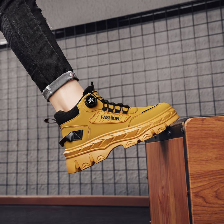 Men's Ankle Comfortable Winter Boots, Platform Rotary Lace Dial