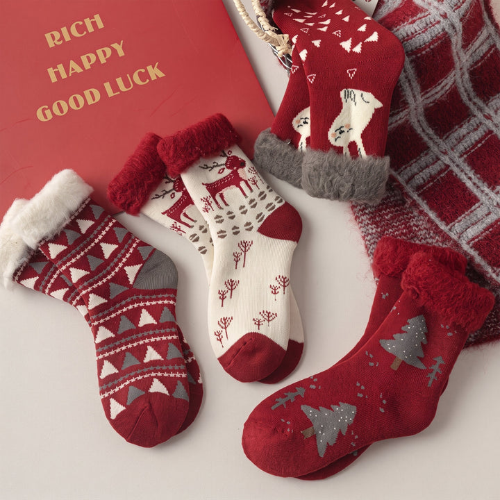 Holiday Fuzzy Christmas Socks 3 Pack, Unisex Festive Plush Knit