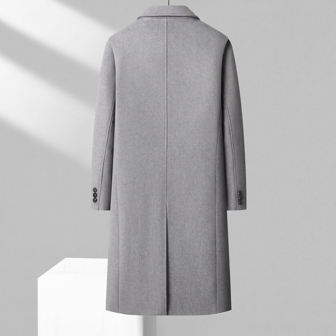 Men's Long Winter Trench Coat, Double Breasted Tailored