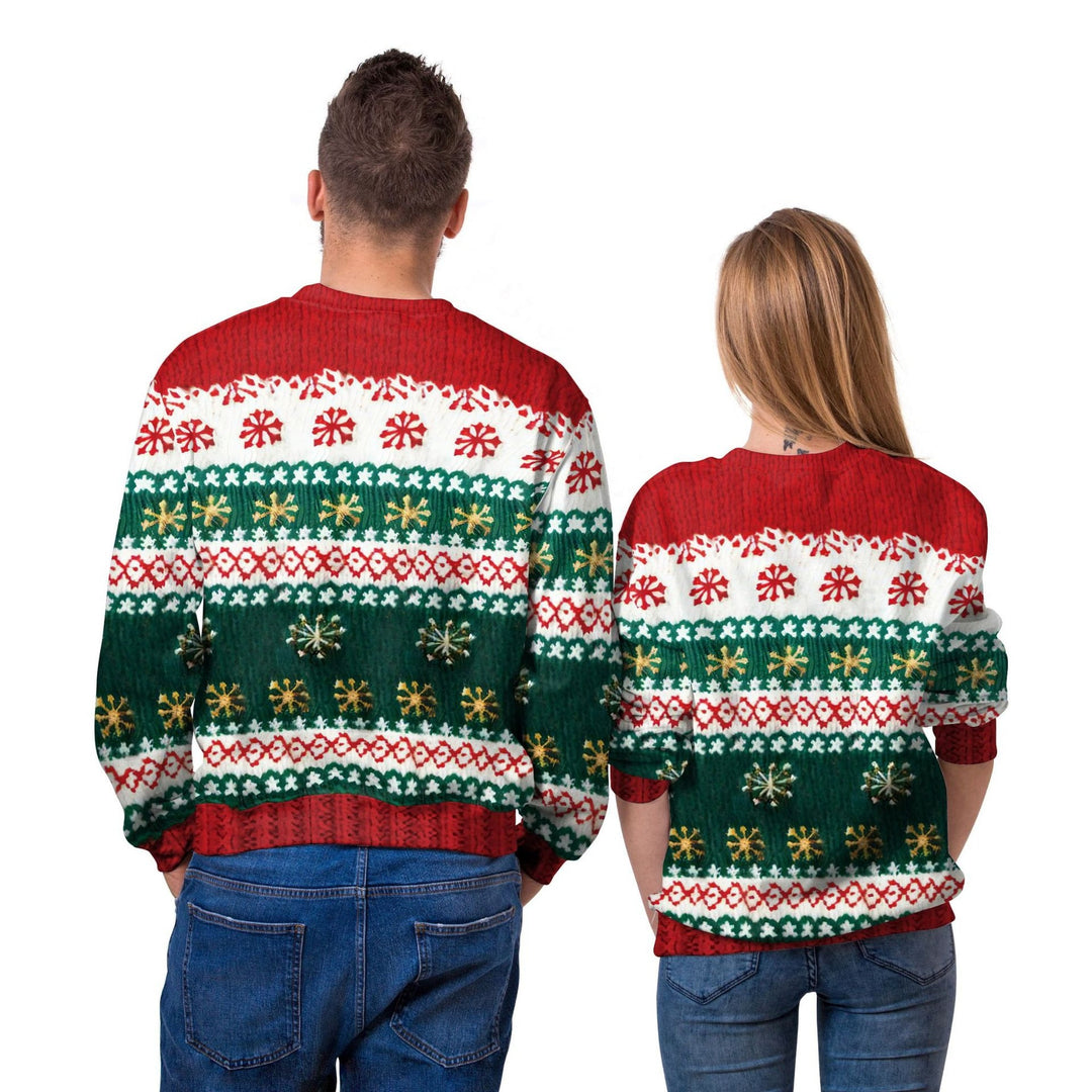 Unisex Ugly Christmas Sweater, Crew Neck 3D Print Snowman Tree Sweatshirt