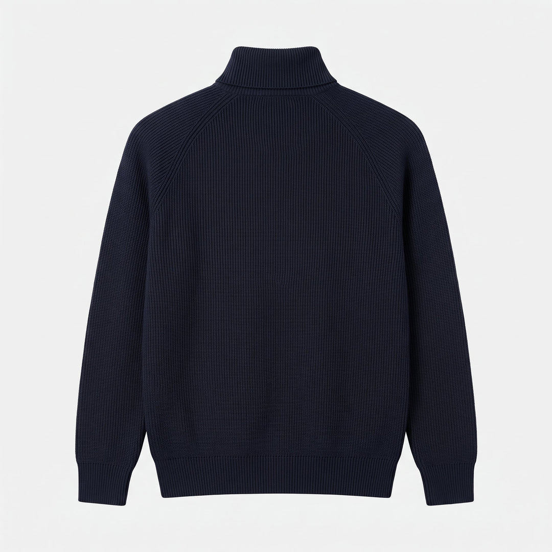 Men's Quarter Zip Sweater, Ribbed Knit Vertical Stripe Pullover