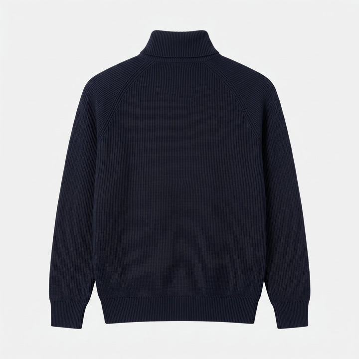 Men's Quarter Zip Sweater, Ribbed Knit Vertical Stripe Pullover