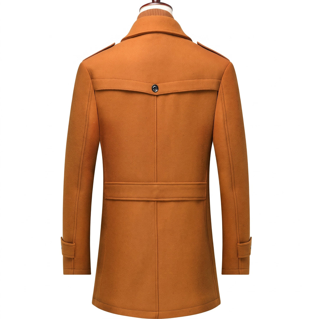 Men's Single Breasted Winter Trench Coat, Mid Length Military
