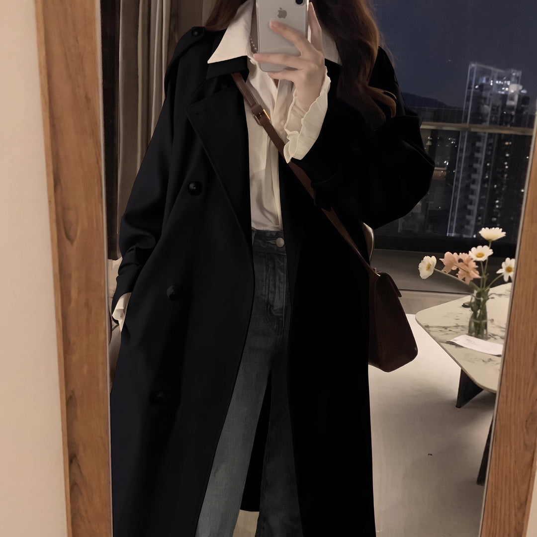 Women's Long Winter Trench Coat, Oversized Double Breasted
