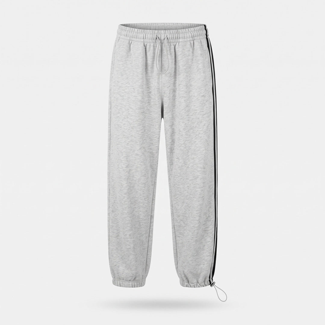 Women's Baggy Wide Leg Sweatpants, Script Side Print Toggle Hem