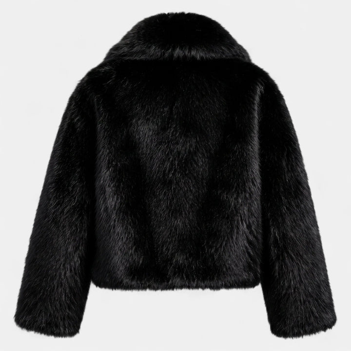 Women's Cropped Oversized Faux Fur Coat, Open Front High Waist