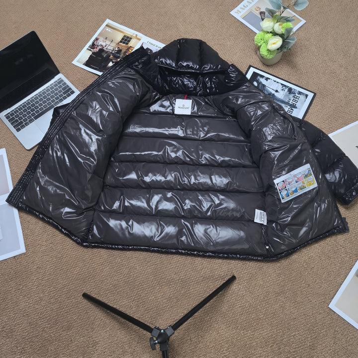Men's Puffer Jacket, Long Shiny Hooded Relaxed Fit