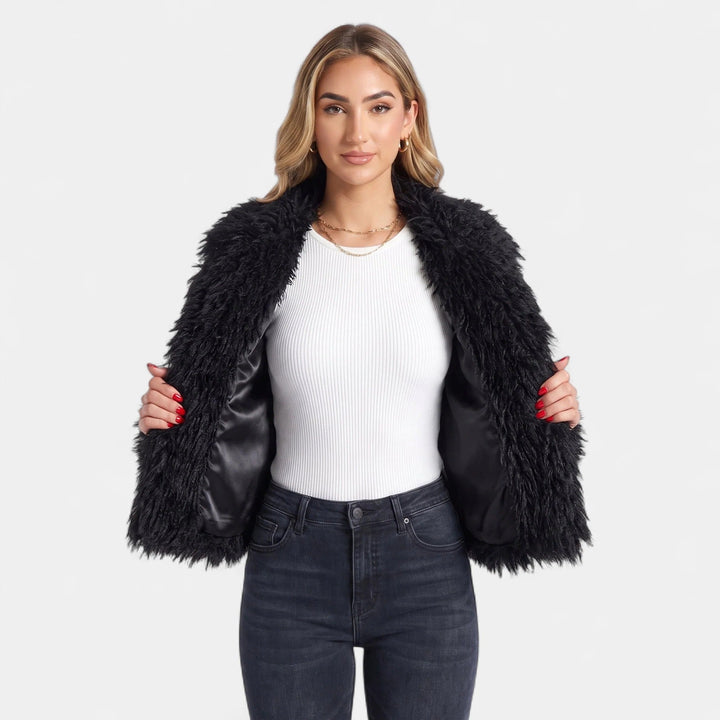 Women's Faux Fur Coat, Oversized Open Front Long Sleeves