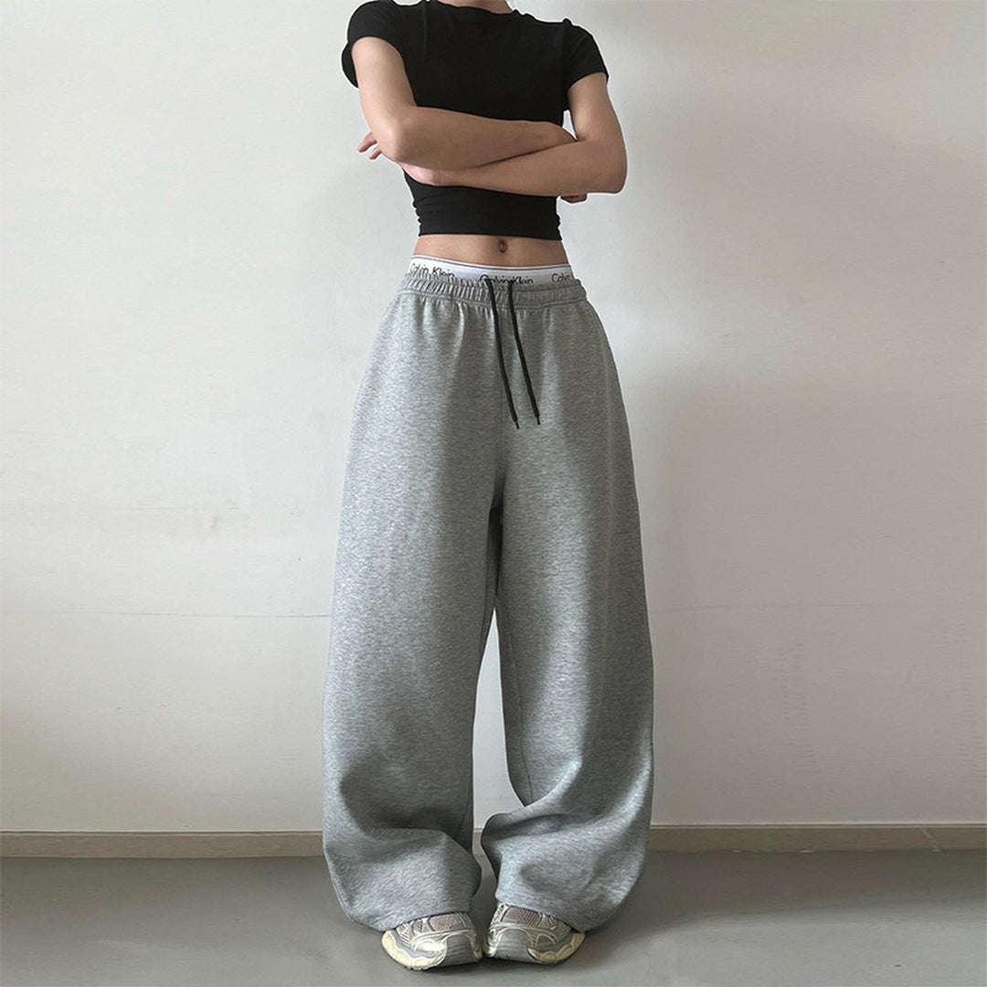 Women's Baggy Low Rise Wide Leg Sweatpants, Heathered Jersey