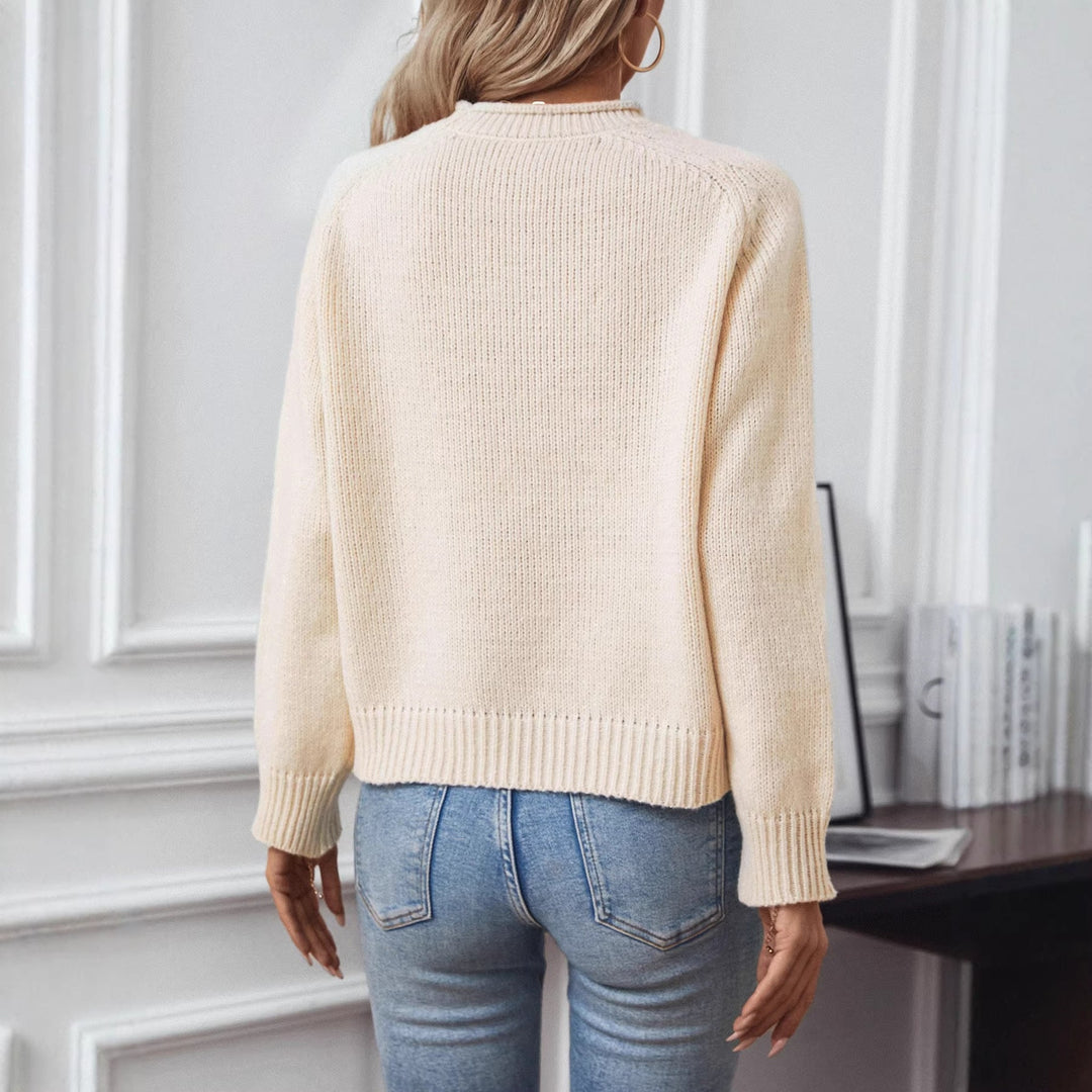 Women's Christmas Sweater, Knit Crew Neck Tree Pullover