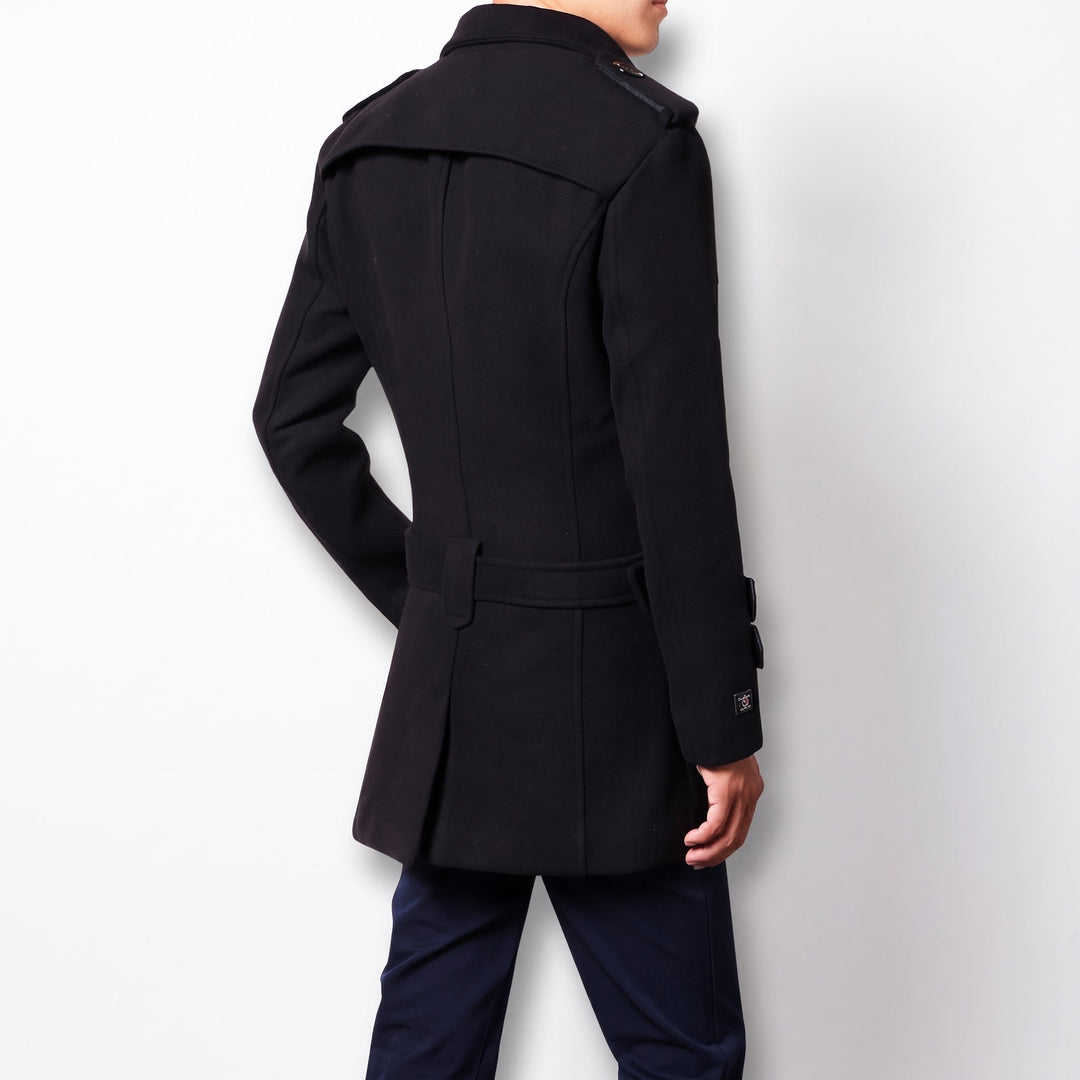 Men's Slim Fit Winter Peacoat, Mid Length Tailored