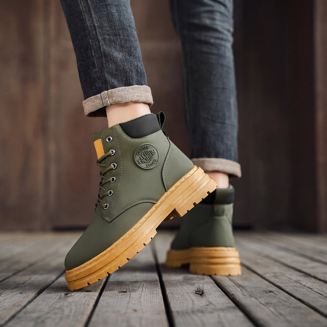 Men's Ankle Comfortable Winter Boots, Lug Sole Platform