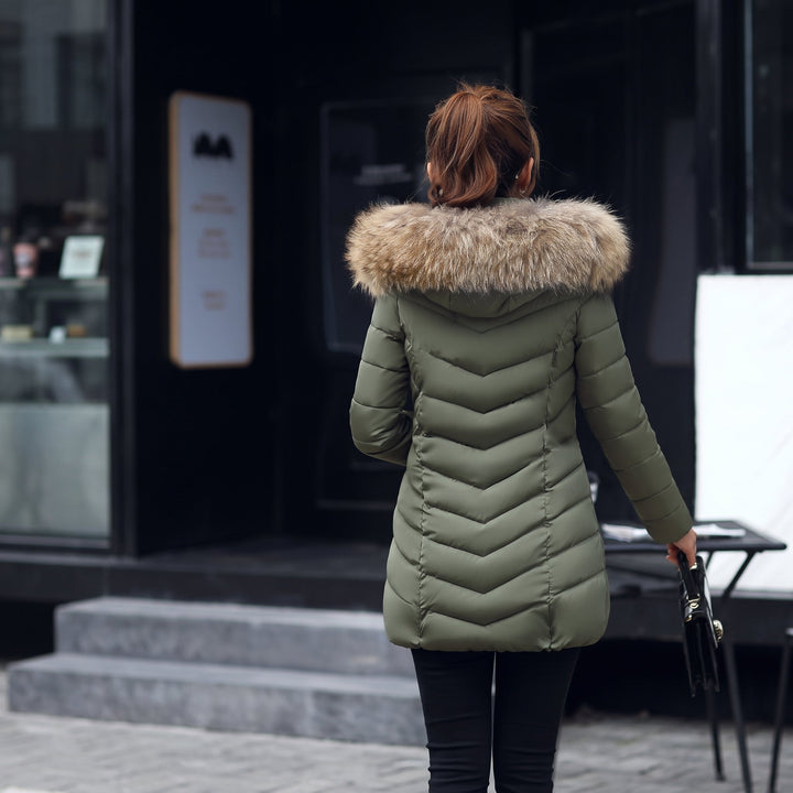 Women's Hooded Winter Puffer Jacket, Padded Quilted Mid Length