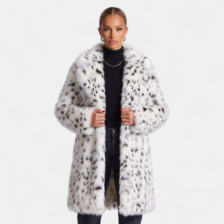 Women's Oversized Long Faux Fur Coat, Wide Notched Lapel Open Front