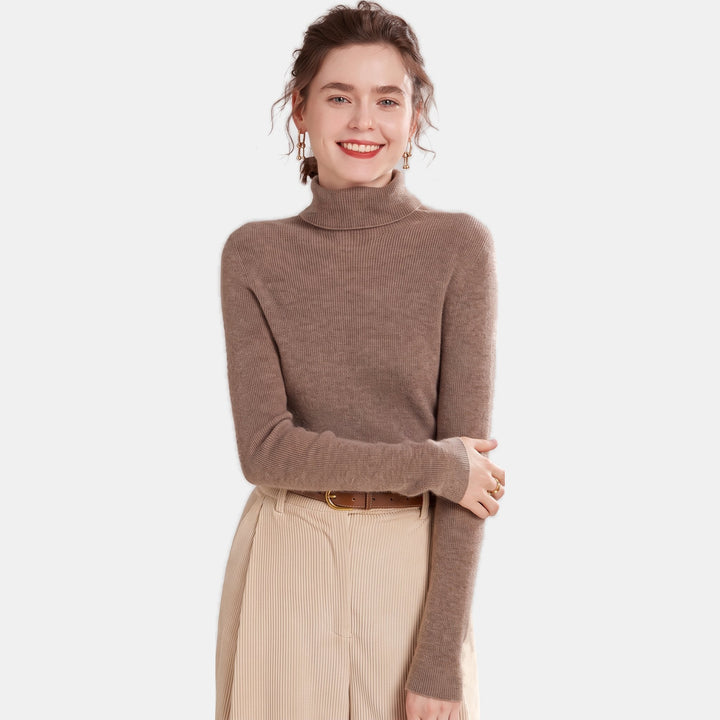 Women's Short Turtleneck Cashmere Sweater, Slim Fit