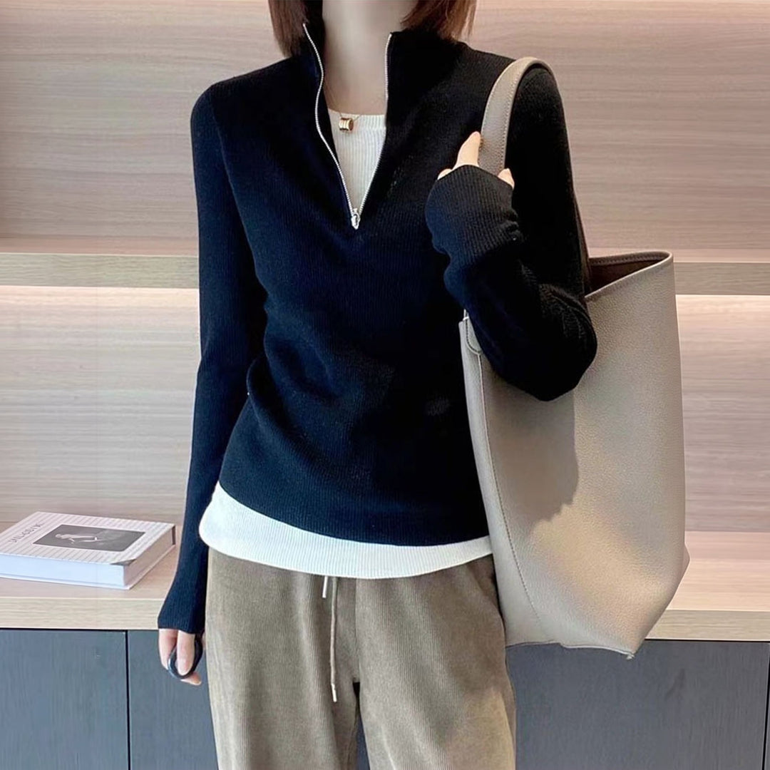 Women's Quarter Zip Sweater, Slim Fit Mock Neck Pullover