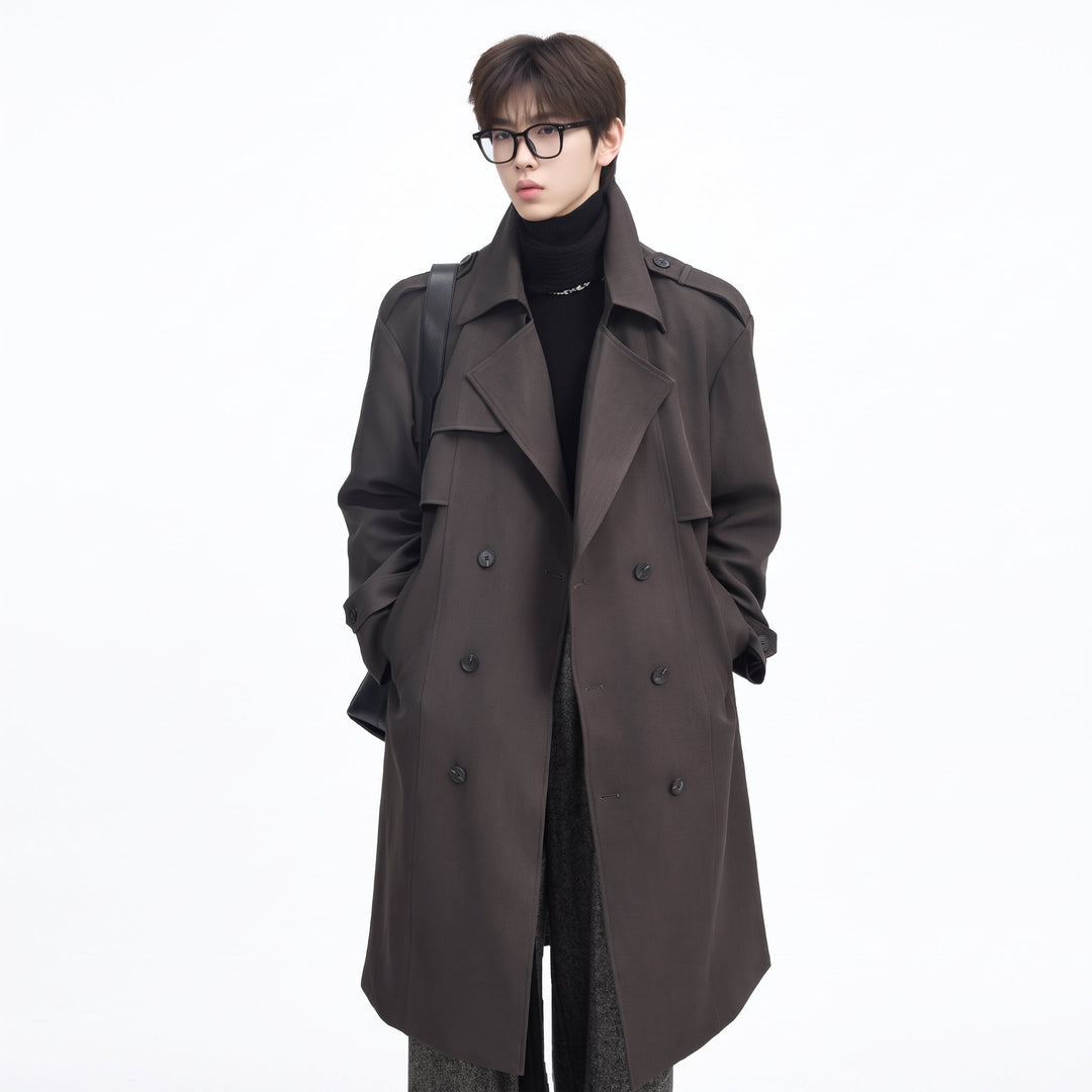 Men's Long Winter Trench Coat, Oversized Double Breasted