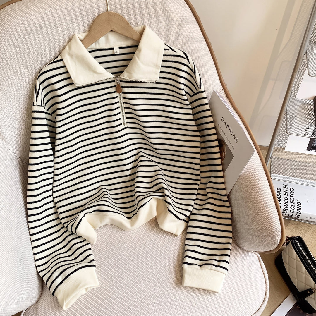 Women's Long Sleeve Polo Rugby Shirt, Collared Apricot Half Zip