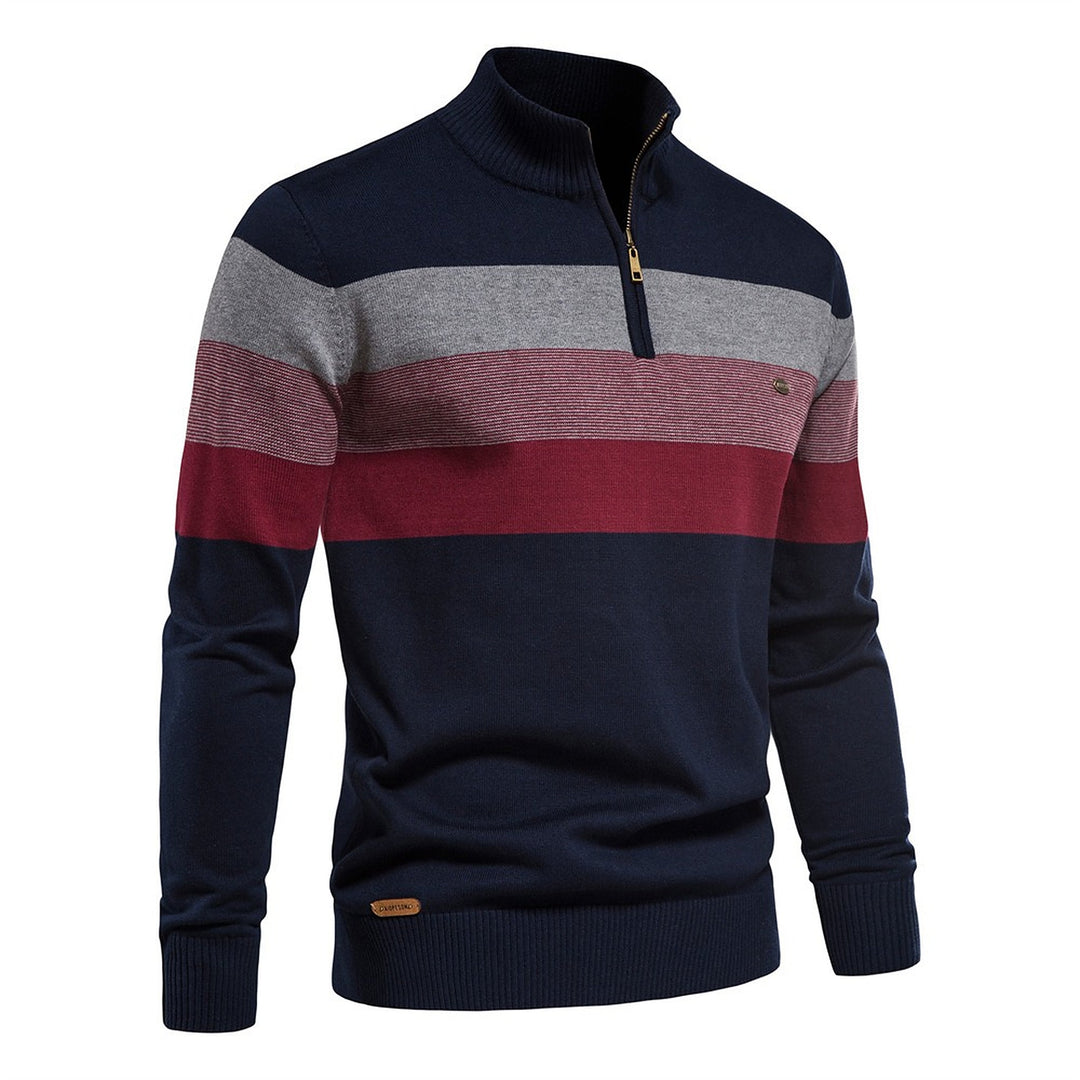Men's Quarter Zip Sweater, Ribbed Knit Relaxed Fit Pullover