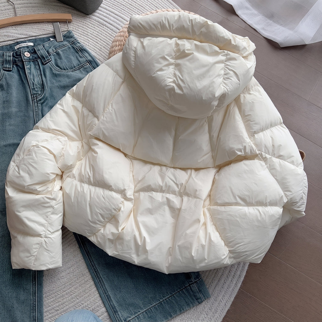 Women's Cropped Winter Puffer Jacket, Padded Quilted Bubble