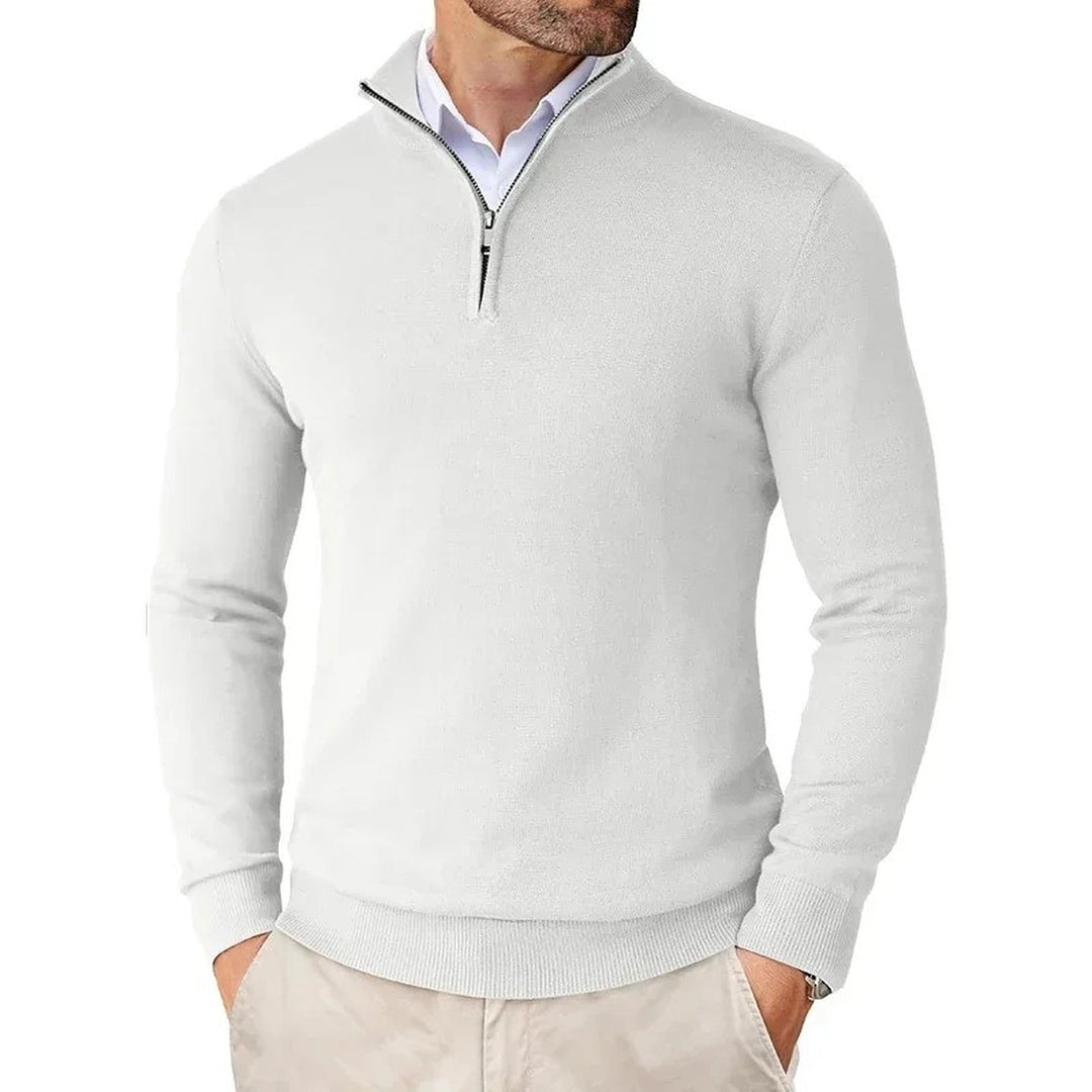 Men's Quarter Zip Sweater, Fleece Lined Mock Neck Pullover