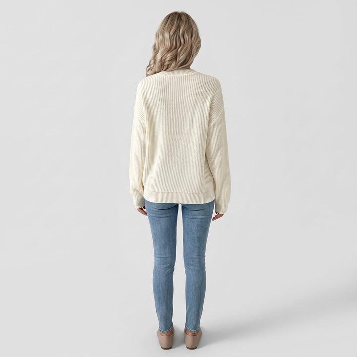 Women's Christmas Sweater, Knit Bow Embroidered Plaid Pullover