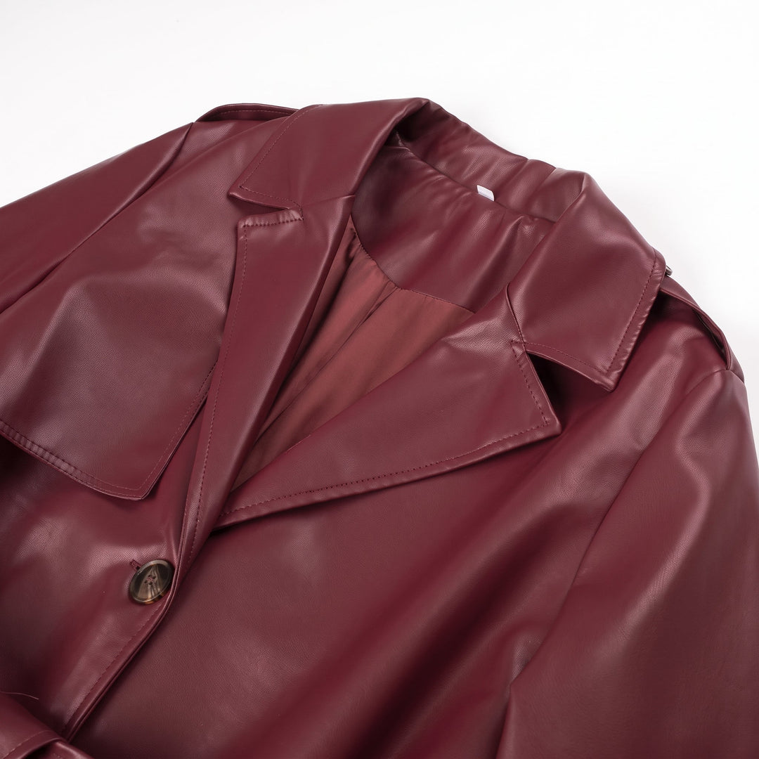 Women's Long Winter Trench Coat, Oversized Belted Notched Lapels