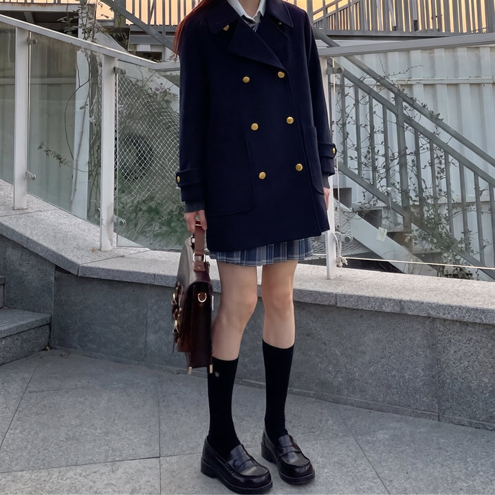 Women's Double Breasted Winter Peacoat, Oversized Mid Length