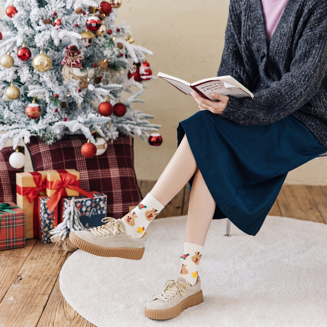 Holiday Fun Christmas Socks, Unisex Festive Themed Knit